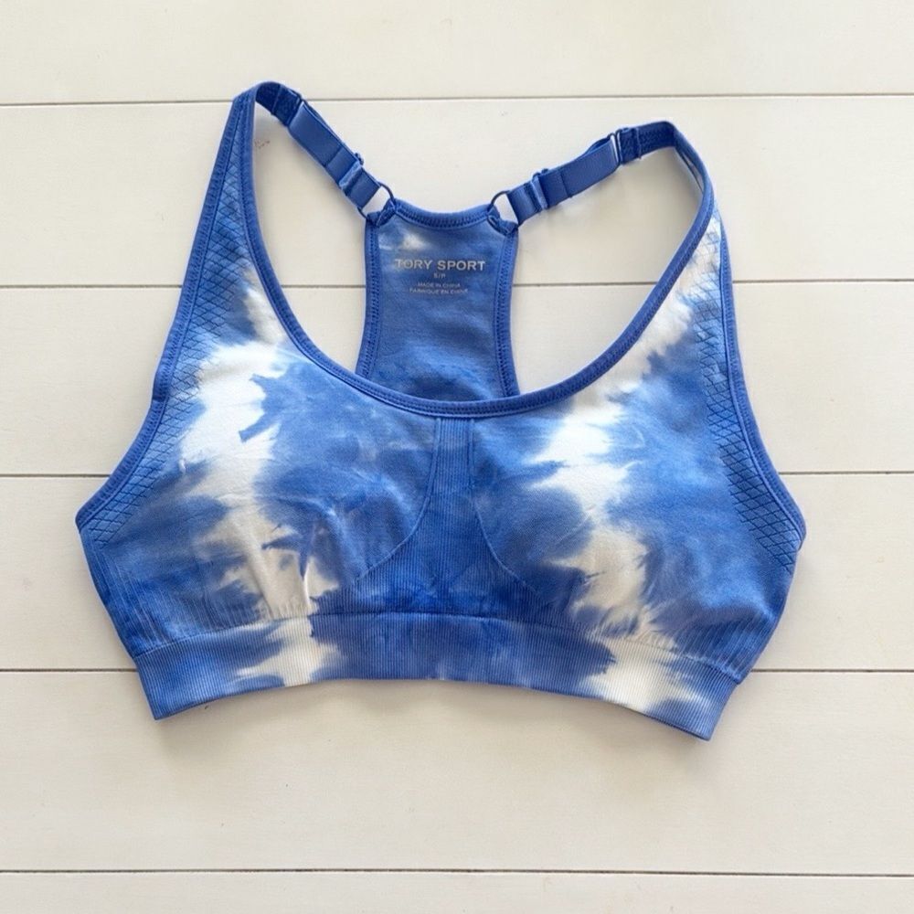 Tory Burch Tie Dye Seamless Adjustable Racerback Sports Bra